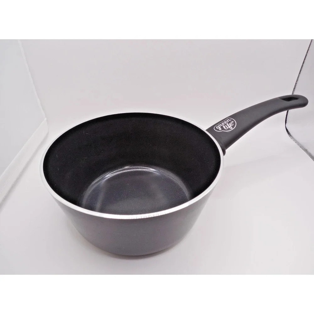 Green Life 6.25 Inch Black Ceramic Non-Stick Sauce Pan Soft Grip Handle